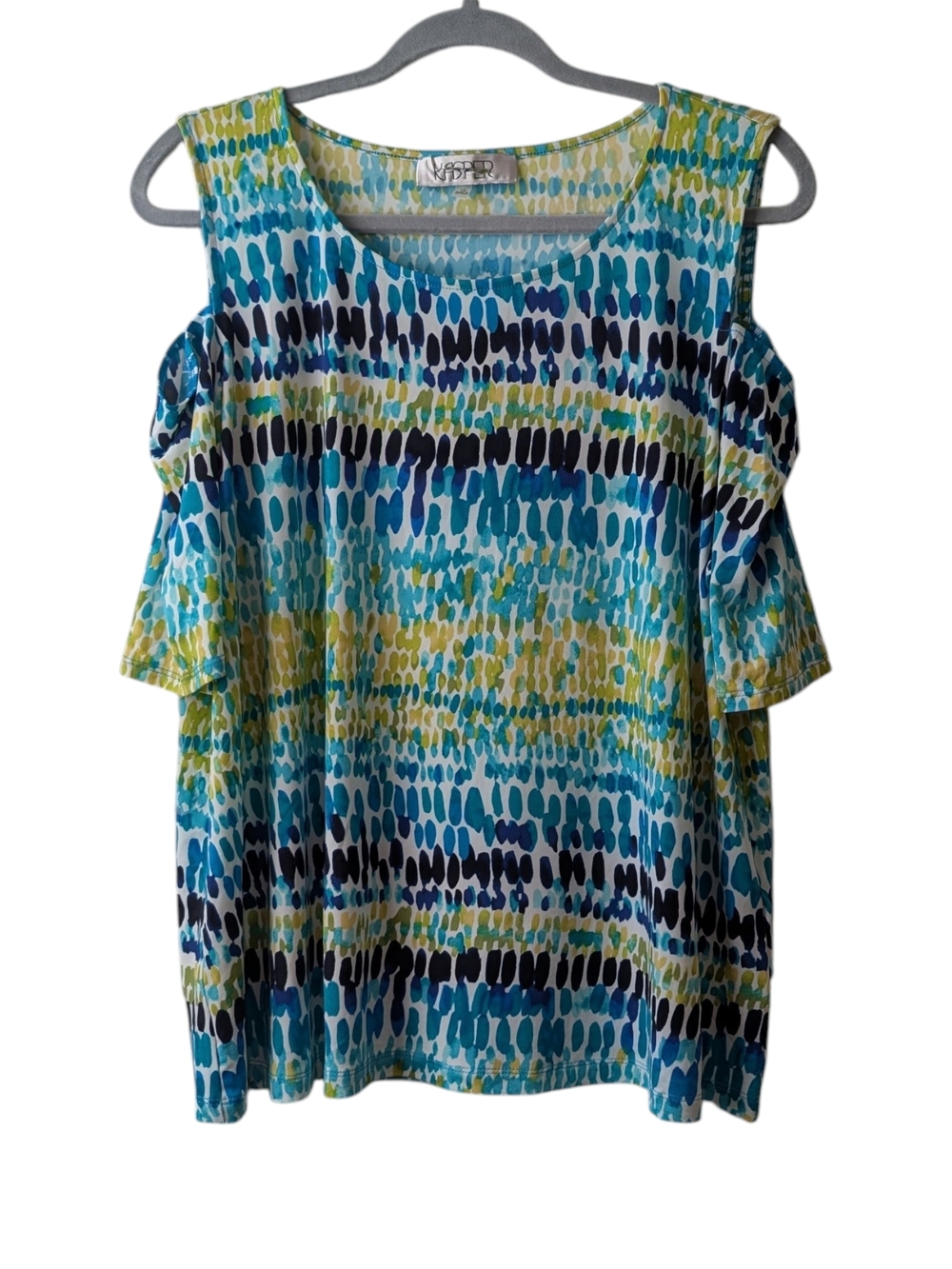 KASPER WOMEN’S MULTICOLOR COLD-SHOULDER BLOUSE SIZE 1X